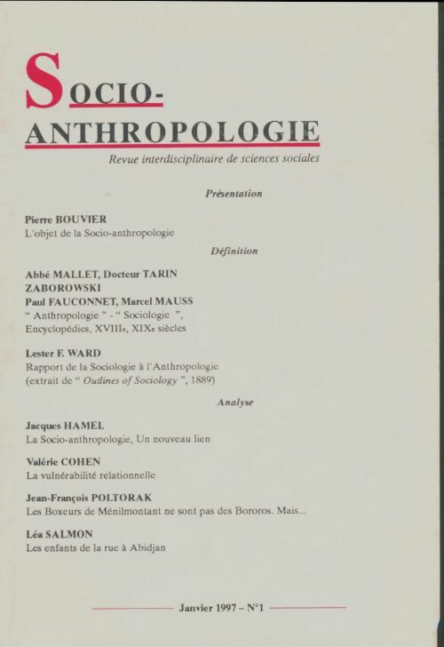 Livrenpoche : Socio-anthropologie n°1 - Collectif - Livre