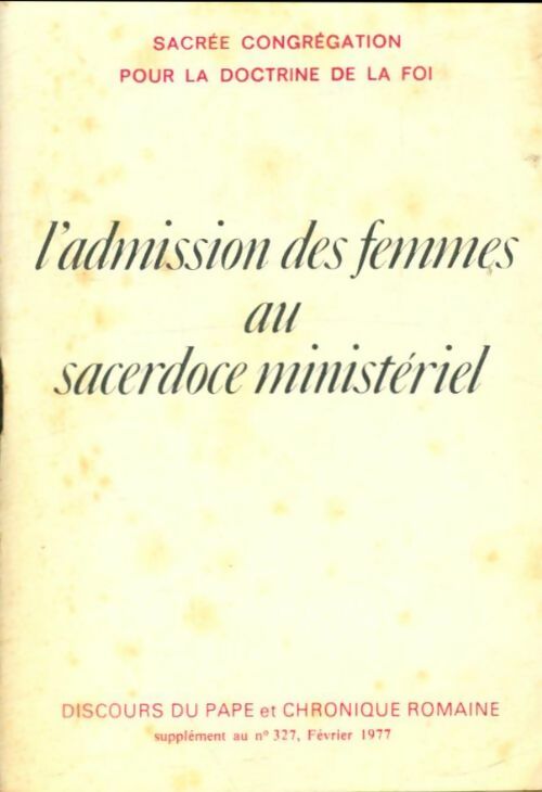 Livrenpoche : L'admission des femmes au sacerdoce ministériel - Collectif - Livre
