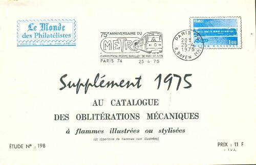 Livrenpoche : Supplément 1975 au catalogue des oblitérations mécaniques n°198 - Collectif - Livre