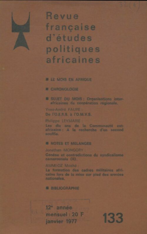Livrenpoche : Revue française d'études politiques africaines n°133 - Collectif - Livre