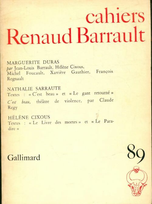 Livrenpoche : Cahiers de la compagnie Renaud-Barrault n°89 : Duras - Sarraute - Cixous - Collectif - Livre