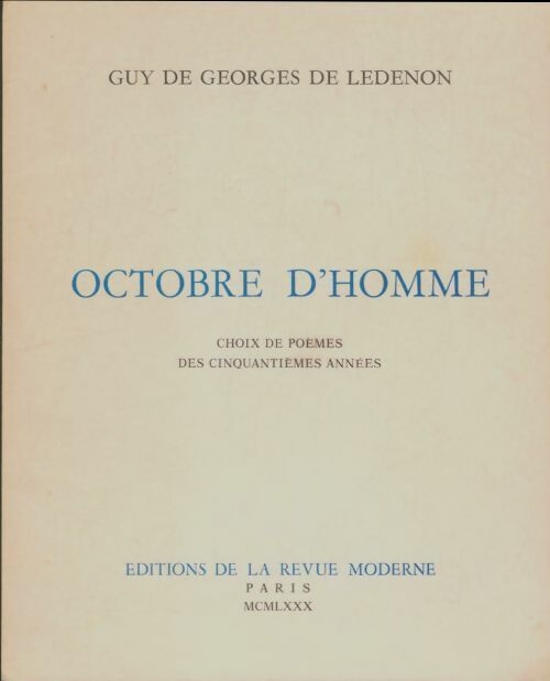 Livrenpoche : Octobre d'homme - Guy De Georges De Ledenon - Livre