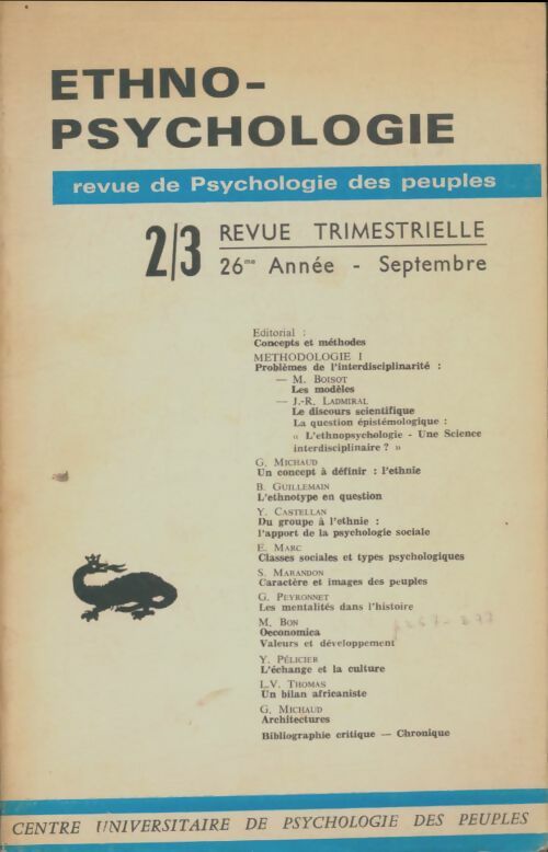 Livrenpoche : Ethno-psychologie n°2/3 - Collectif - Livre