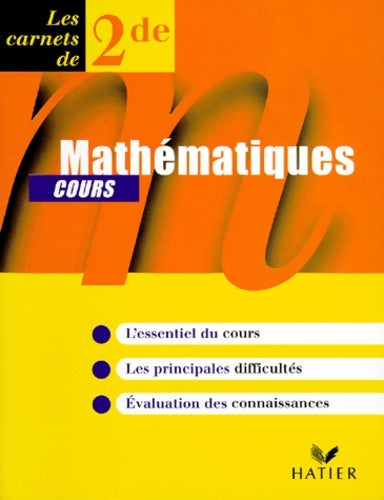 Livrenpoche : Mathématiques seconde carnet de cours - J. -D Picchiottino - Livre