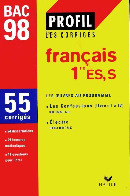 Livrenpoche : Bac 98: Français 1ère ES, S - Collectif, Odile Berthaut - Livre
