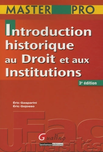 Livrenpoche : Introduction historique au droit et aux institutions - Eric Gasparini - Livre