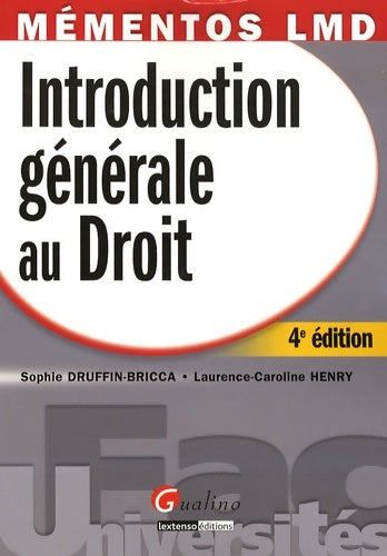 Livrenpoche : Introduction générale au droit - Sophie Druffin-Bricca - Livre