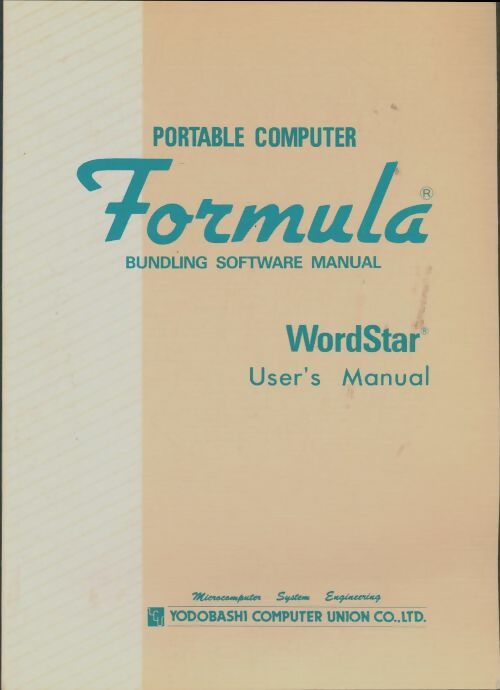 Livrenpoche : Formula wordstar : User's manual - Collectif - Livre