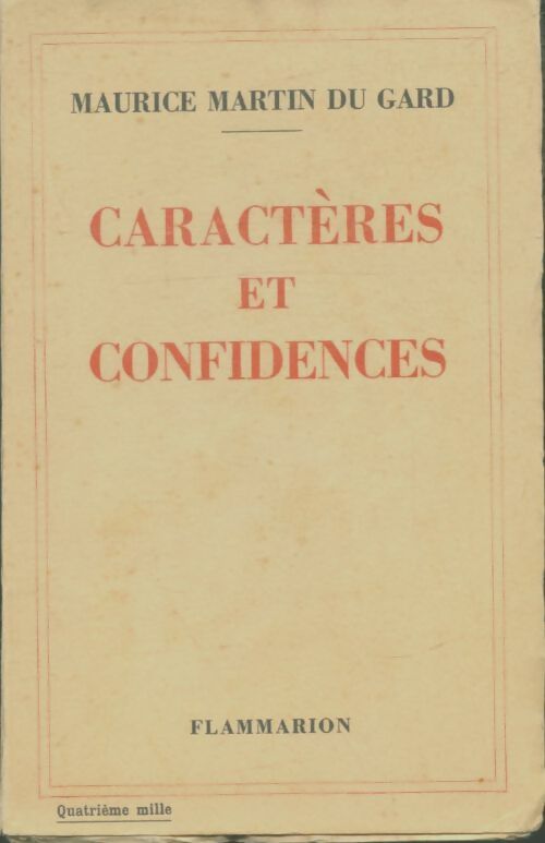 Livrenpoche : Caractères et confidences - Maurice Martin Du Gard - Livre