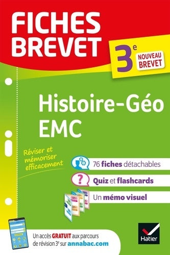Livrenpoche : Fiches brevet Histoire-Géographie EMC 3e - Brevet 2023 : Fiches de révision & quiz - Florence Holstein - Livre