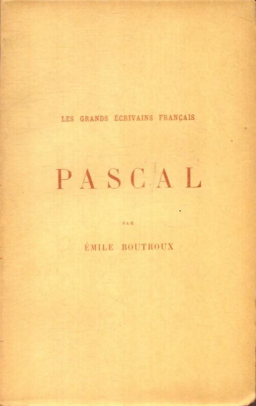 Livrenpoche : Pascal - Emile Boutroux - Livre
