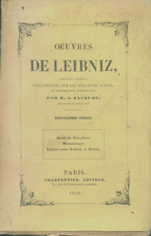 Livrenpoche : Oeuvres de Leibniz Tome II - Gottfried Wilhelm Leibniz - Livre