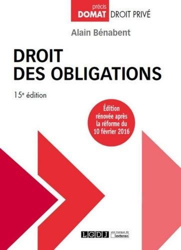 Livrenpoche : Droit des obligations 15ème Ed. - Alain Bénabent - Livre