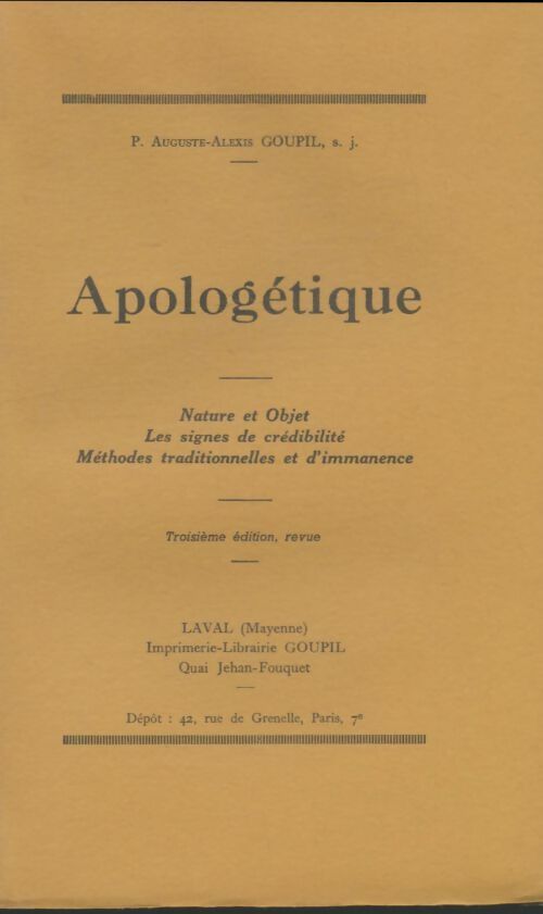 Livrenpoche : Apologétique - Auguste-Alexis Goupil - Livre