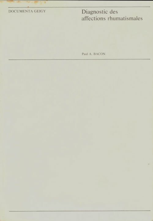 Livrenpoche : Diagnostic des affections rhumatismales - A Bacon - Livre