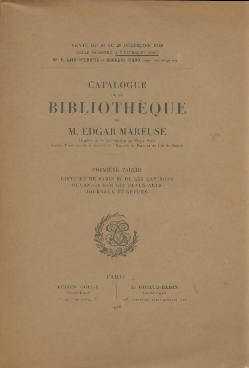 Livrenpoche : Catalogue de la bibliothèque de Edgar Mareuse Tome I - Edgar Mareuse - Livre