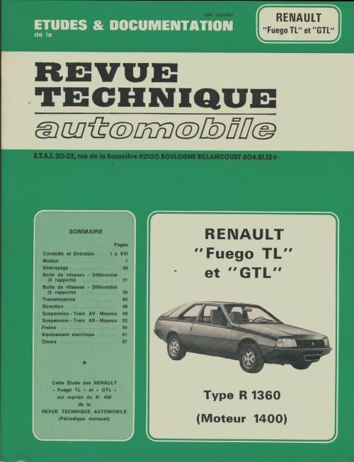 Livrenpoche : Renault fuego TL et GTL - Collectif - Livre