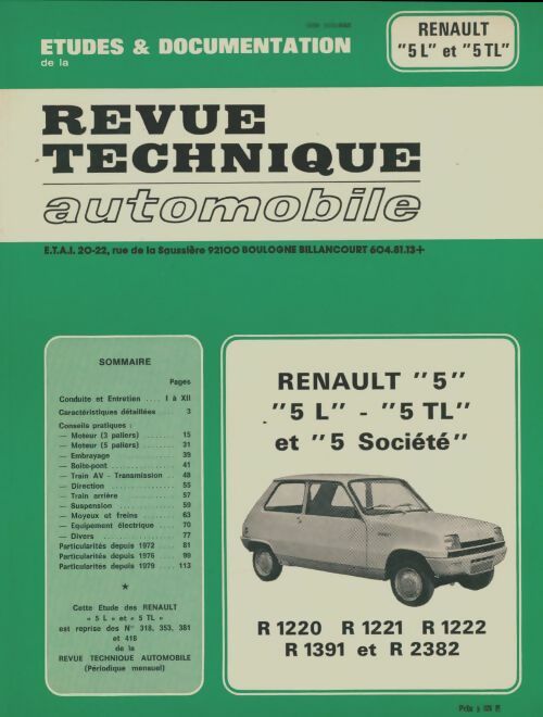 Livrenpoche : Renault 5, 5L, 5 TL et 5 société - Collectif - Livre