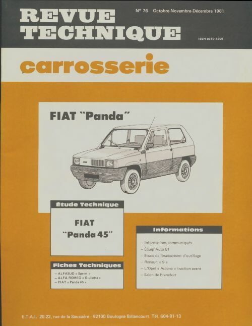Livrenpoche : Revue technique automobile n°76 : Carrosserie Fiat panda - Collectif - Livre