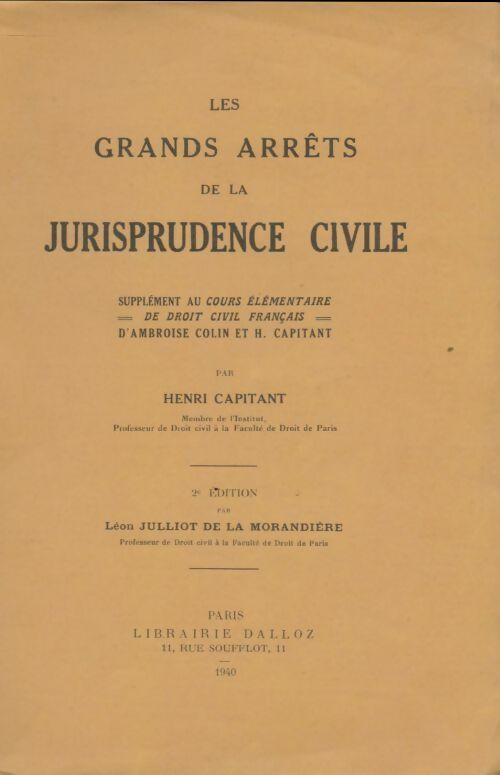 Livrenpoche : Les grands arrêts de la jurisprudence civile - Henri Capitant - Livre