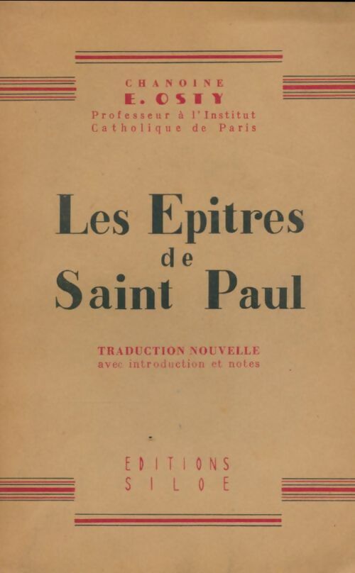 Livrenpoche : Les epitres de Saint Paul - E. Osty - Livre