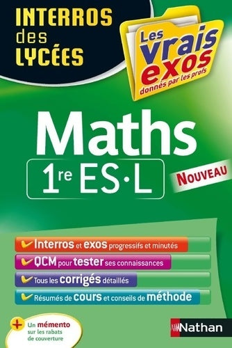 Livrenpoche : Interros des Lycées Maths 1re ES. L - Danièle Eynard - Livre