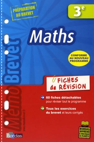 Livrenpoche : MEMOBREVET FICH REVI MATHS 3E - Jean-Luc Romet - Livre