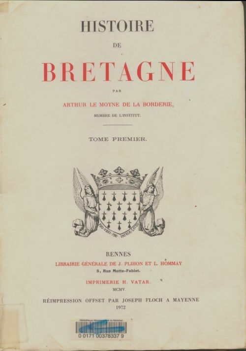 Livrenpoche : Histoire de Bretagne Tome I - Arthur Le Moyne De La Borderie - Livre