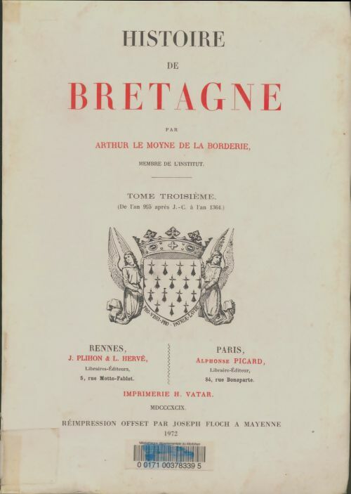 Livrenpoche : Histoire de Bretagne Tome III - Arthur Le Moyne De La Borderie - Livre