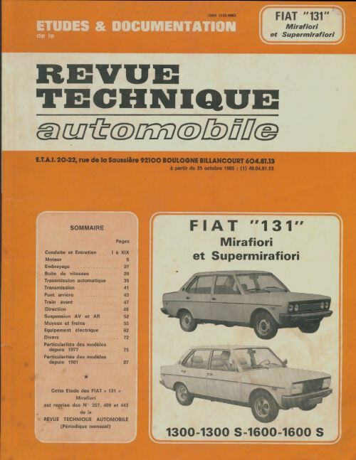 Livrenpoche : Fiat 131 - mirafiori et supermirafiori - Collectif - Livre