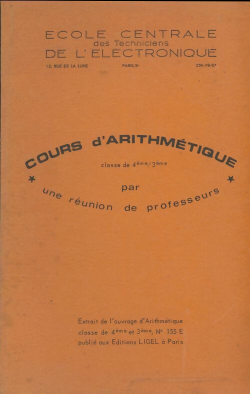 Livrenpoche : Cours d'arithmétique 4e, 3e - Collectif - Livre