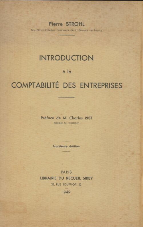 Livrenpoche : Introduction à la comptabilité des entreprises - Pierre Strohl - Livre