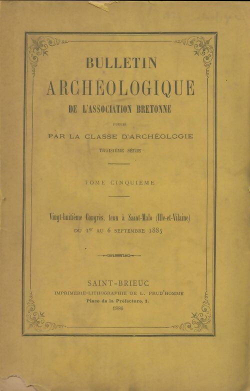 Livrenpoche : Bulletin archéologique de l'association bretonne 3e série Tome V - Collectif - Livre