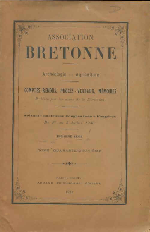 Livrenpoche : Association bretonne 3e série Tome XXXXII - Collectif - Livre
