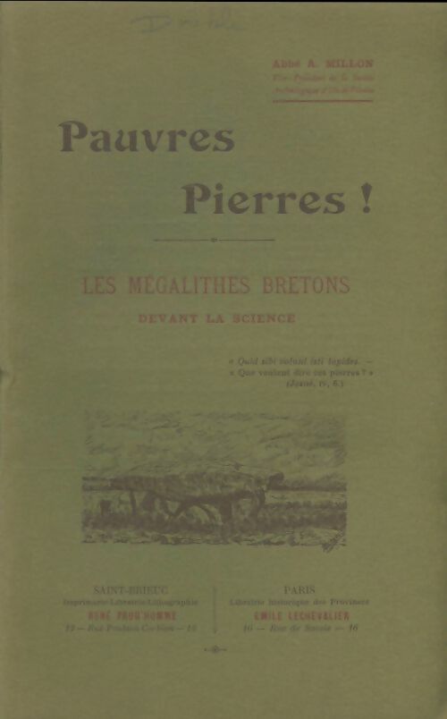 Livrenpoche : Pauvres pierres - A Millon - Livre