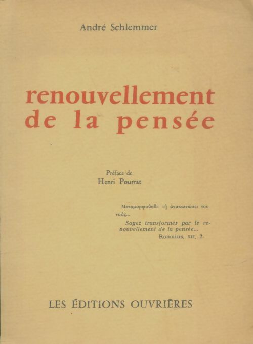 Livrenpoche : Renouvellement de la pensée - André Schlemmer - Livre