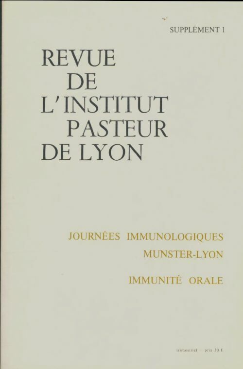 Livrenpoche : Revue de l'institut Pasteur de Lyon Tome XIV - Collectif - Livre