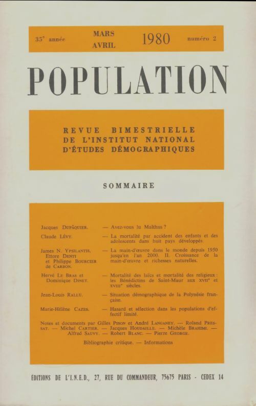 Livrenpoche : Population 35e année n°2 - Collectif - Livre