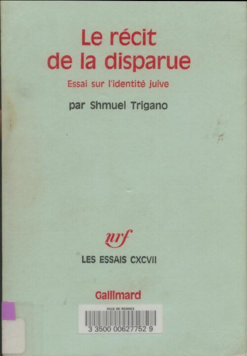 Livrenpoche : Le récit de la disparue - Schmuel Trigano - Livre