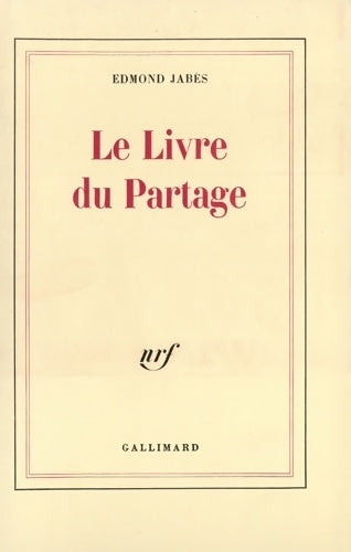 Livrenpoche : Le Livre du Partage - Edmond Jabès - Livre