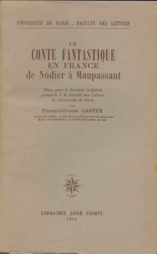 Livrenpoche : Le conte fantastique en France de Nodier à Maupassant - Pierre-Georges Castex - Livre