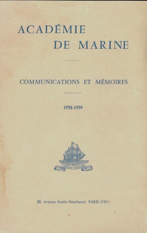 Livrenpoche : Académie de marine : Communications et mémoires 1958-1959 - Collectif - Livre