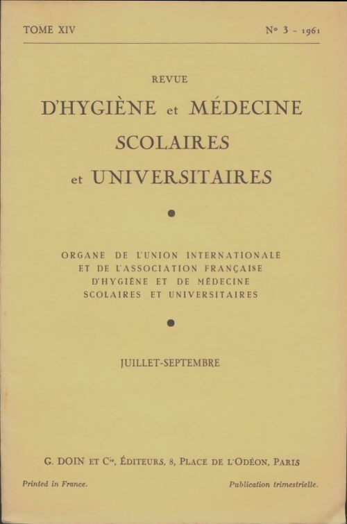 Livrenpoche : Revue d'hygiène et médecine scolaires et universitaires Tome XIV n°3 - Collectif - Livre