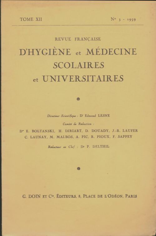Livrenpoche : Revue d'hygiène et médecine scolaires et universitaires Tome XII n°3 - Collectif - Livre