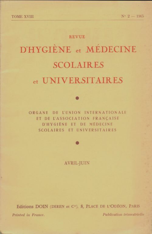 Livrenpoche : Revue d'hygiène et médecine scolaires et universitaires Tome XVIII n°2 - Collectif - Livre