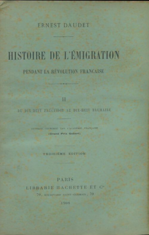 Livrenpoche : Histoire de l'émigration pendant la révolution francaise Tome II - Ernest Daudet - Livre