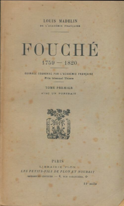 Livrenpoche : Fouché 1759-1820 - Louis Madelin - Livre