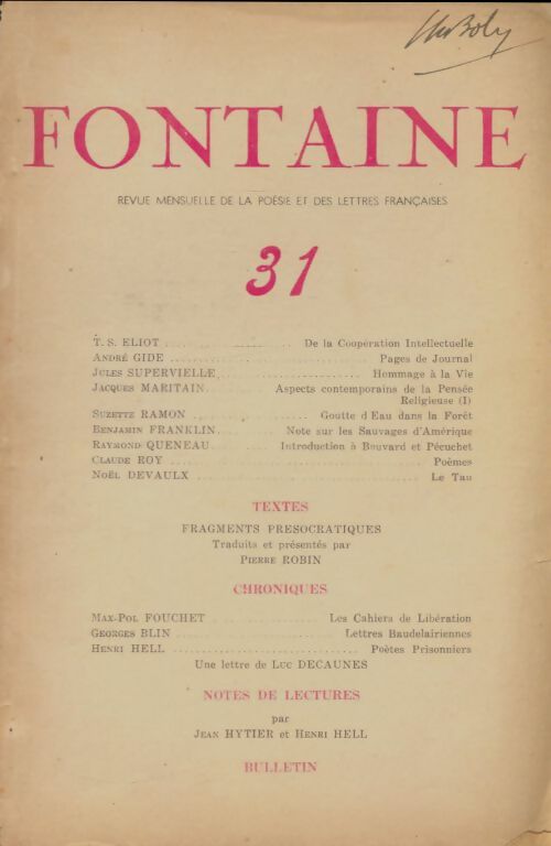 Livrenpoche : Fontaine n°31 - Collectif - Livre