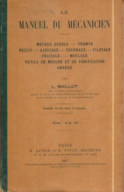 Livrenpoche : Le manuel du mécanicien - L. Maillot - Livre