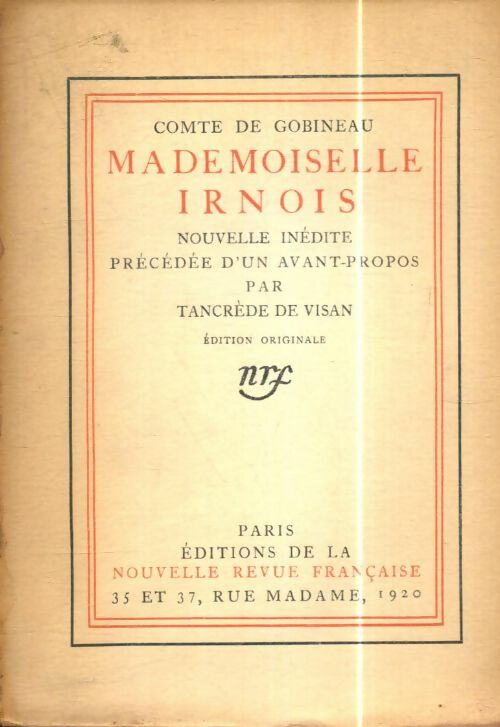 Livrenpoche : Mademoiselle Irnois - Marcel Gobineau - Livre